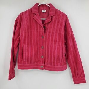 Cabi Cheeky Topper Pink Corduroy Pleated Jacket Women's Small Button Front